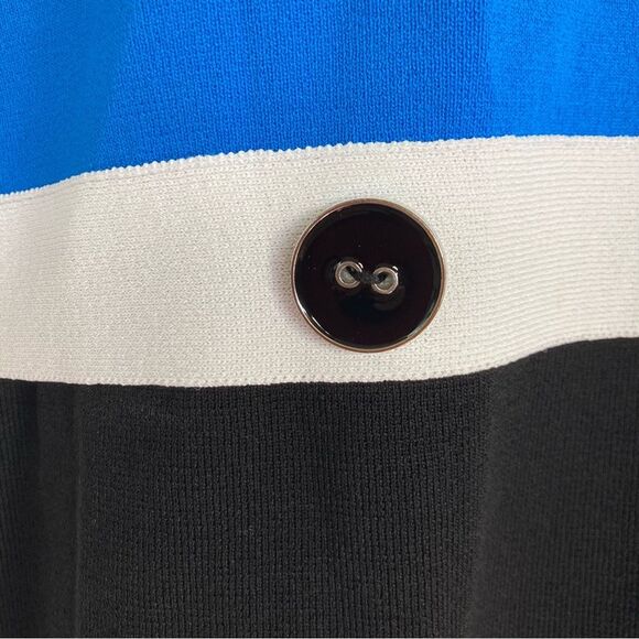 Cable & Guage SZ XL Summer Knit in Blue Black White Short Sleeves Color Blocking - Picture 11 of 12